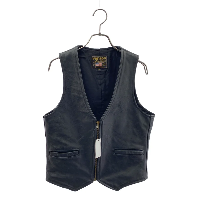 VANSON / バンソン | レザー ジップアップ ベスト | 36 | ブラック | メンズ VANSON / バンソン | レザー ジップアップ ベスト | 36 | メンズ – KLD