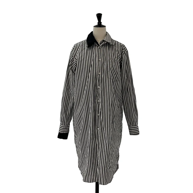 COMME des GARCONS / コムデギャルソン | 2011SS | コットン ポリエステル 異素材 切替 ドッキング レイヤード ロングシャツ | S | レディース