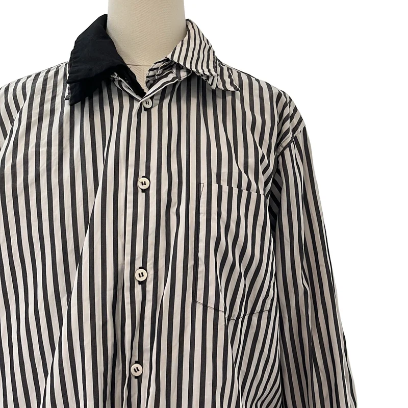 COMME des GARCONS / コムデギャルソン | 2011SS | コットン ポリエステル 異素材 切替 ドッキング レイヤード ロングシャツ | S | レディース