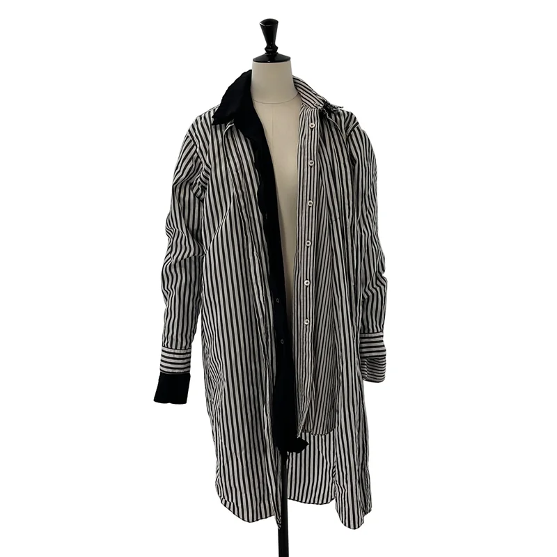 COMME des GARCONS / コムデギャルソン | 2011SS | コットン ポリエステル 異素材 切替 ドッキング レイヤード ロングシャツ | S | レディース