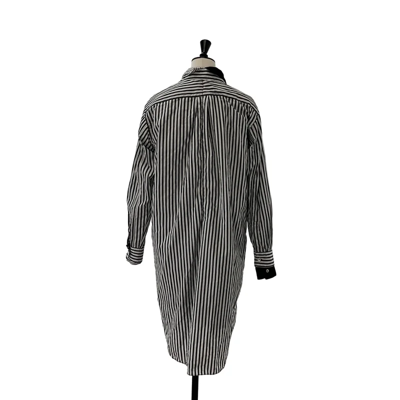 COMME des GARCONS / コムデギャルソン | 2011SS | コットン ポリエステル 異素材 切替 ドッキング レイヤード ロングシャツ | S | レディース