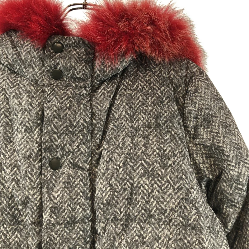 CARVEN / カルヴェン | 総柄 転写 エルボーパッチ ドローストリング ダウンコート フーディ | 44 | メンズ