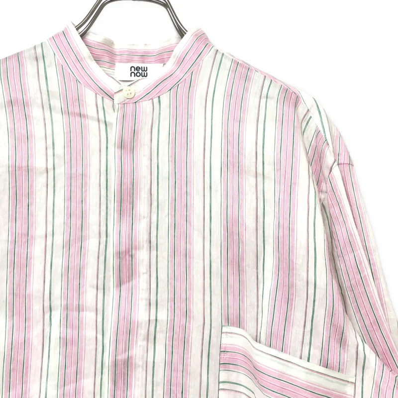 newnow / ニューナウ | リネン シルク ストライプ シャツ | M | レディース