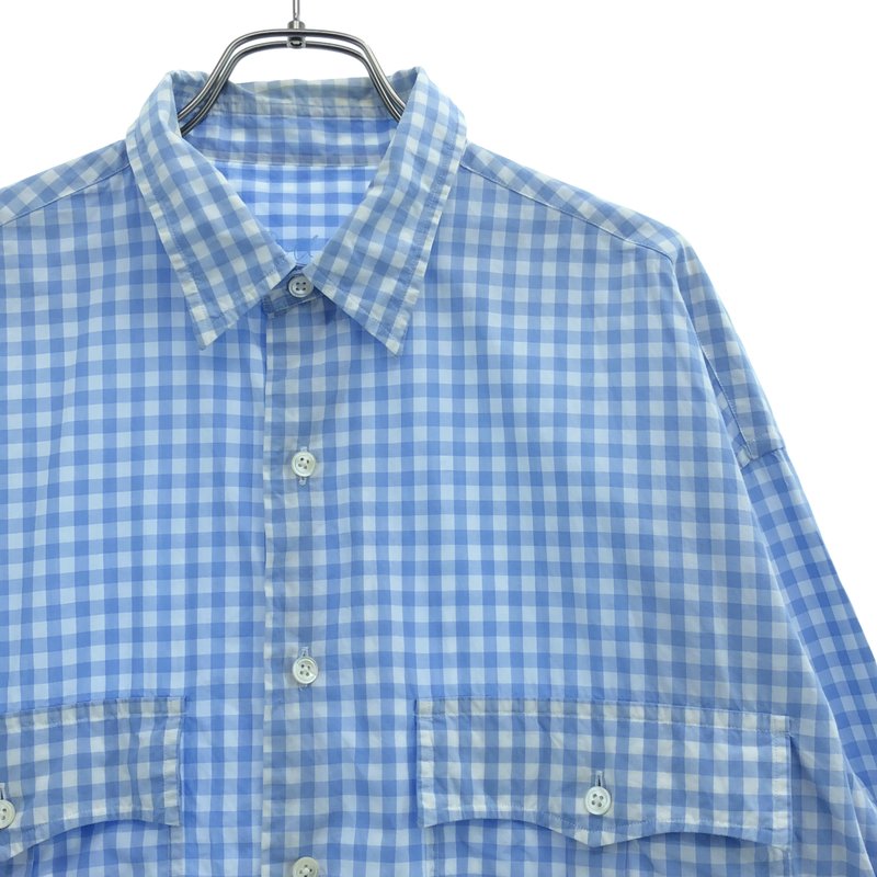 PORTER CLASSIC / ポータークラシック | ROLL UP LINEN GINGHAM CHECK SHIRT ギンガムチェックシャツ | M | メンズ