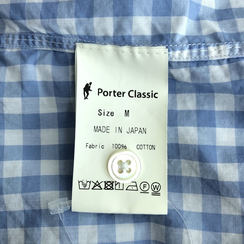 PORTER CLASSIC / ポータークラシック | ROLL UP LINEN GINGHAM CHECK SHIRT ギンガムチェックシャツ | M | メンズ
