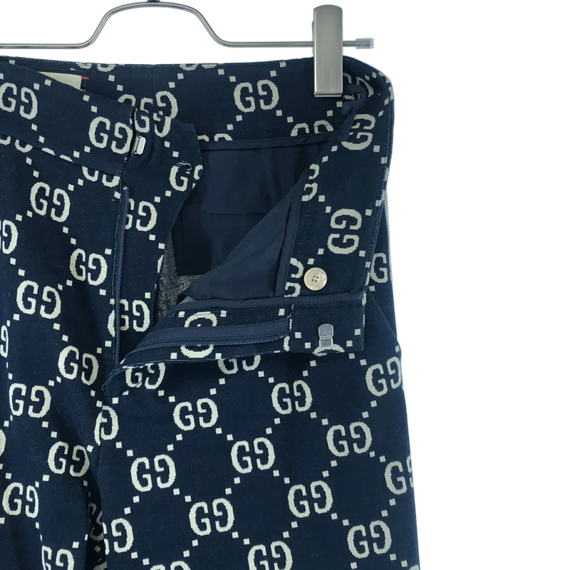 GUCCI / グッチ | 2018AW | コットン GG ロゴ 総柄 サイドライン パンツ | 40 | レディース