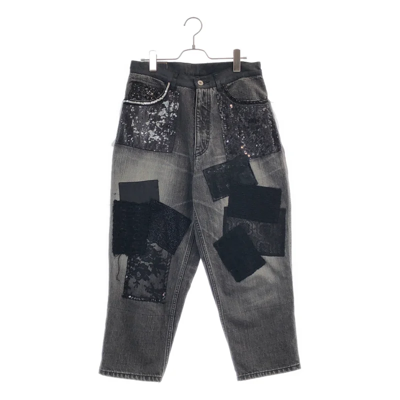 JUNYA WATANABE COMME des GARCONS denim / ジュンヤワタナベコムデギャルソンデニム | 2014AW | 異素材切り替え パッチワーク デニムパンツ | S | レディース