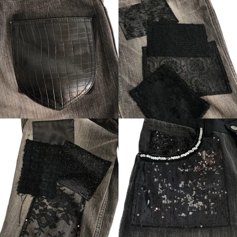 JUNYA WATANABE COMME des GARCONS denim / ジュンヤワタナベコムデギャルソンデニム | 2014AW | 異素材切り替え パッチワーク デニムパンツ | S | レディース