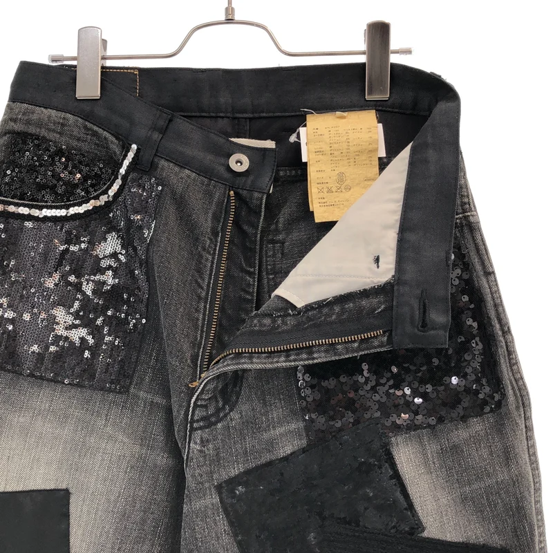JUNYA WATANABE COMME des GARCONS denim / ジュンヤワタナベコムデギャルソンデニム | 2014AW | 異素材切り替え パッチワーク デニムパンツ | S | レディース