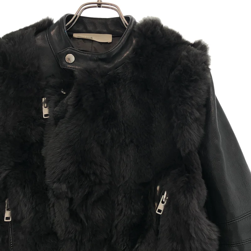 sacai luck / サカイラック | 2014AW | 2way ラビットファー切替 レザー ダブルライダースジャケット | 2 | レディース