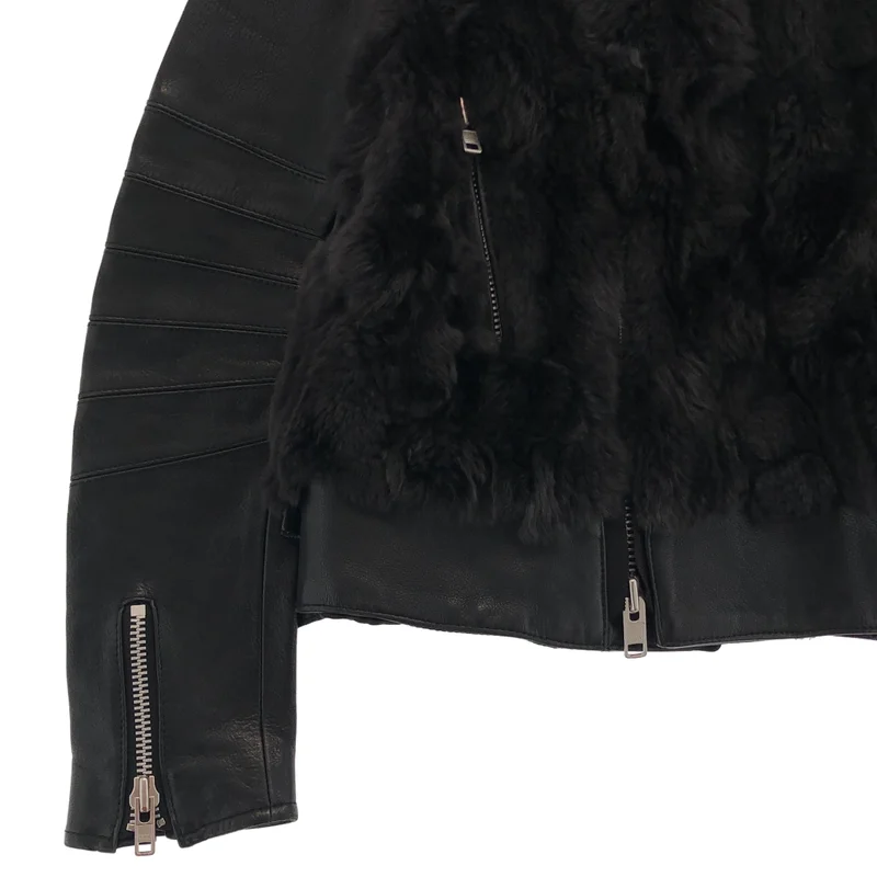 sacai luck / サカイラック | 2014AW | 2way ラビットファー切替 レザー ダブルライダースジャケット | 2 | レディース