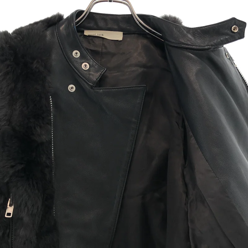 sacai luck / サカイラック | 2014AW | 2way ラビットファー切替 レザー ダブルライダースジャケット | 2 | レディース
