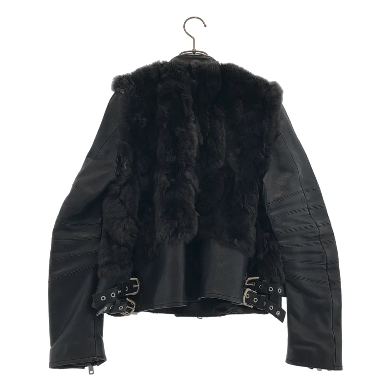 sacai luck / サカイラック | 2014AW | 2way ラビットファー切替 レザー ダブルライダースジャケット | 2 | レディース