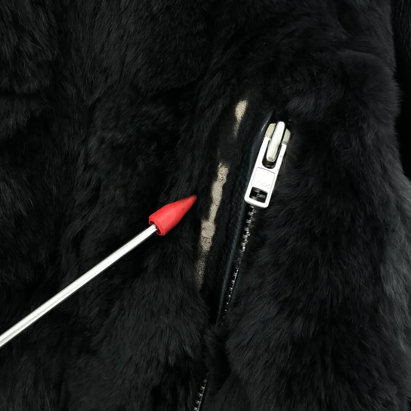 sacai luck / サカイラック | 2014AW | 2way ラビットファー切替 レザー ダブルライダースジャケット | 2 | レディース