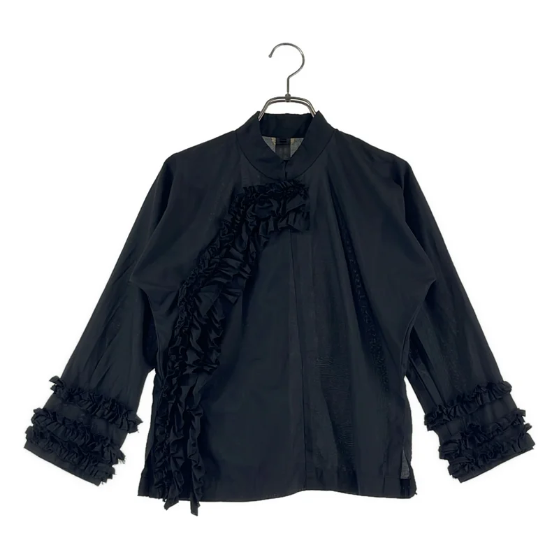 【美品】  COMME des GARCONS / コムデギャルソン | 2022AW | ポリエステル 総柄 変形 立体 アシンメトリー カットソー | S | レッド/ブラック | レディース COMME des GARCONS レディース ドット 長袖 Tシャツ (COMME des
