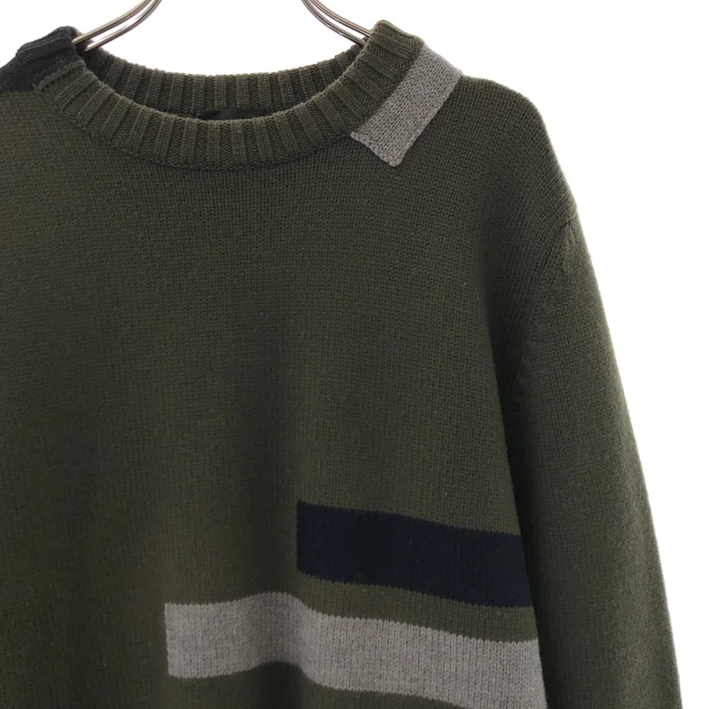 JIL SANDER / ジルサンダー | ウール パネル切替 クルーネックニット | 46 | メンズ