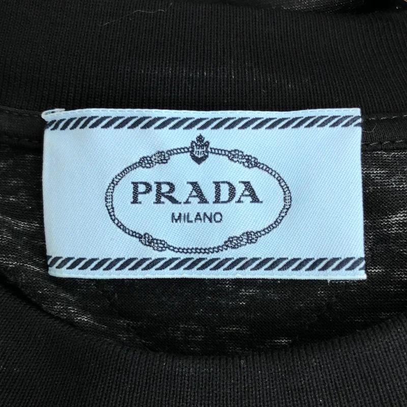PRADA / プラダ | トライアングル ロゴパッチ リーフプリント 切替ワンピース | XS | レディース