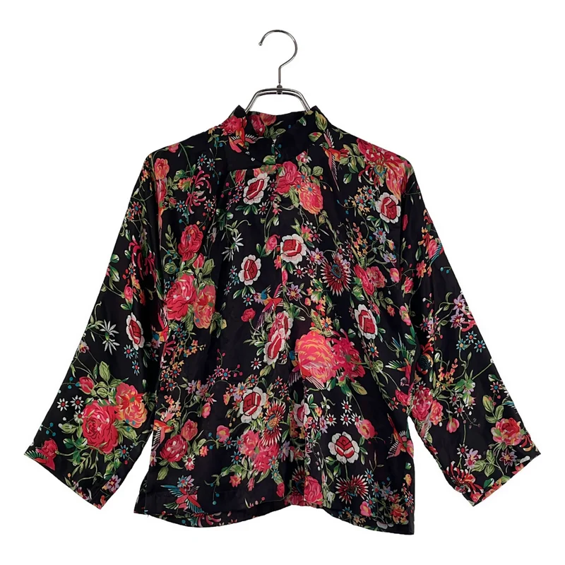 COMME des GARCONS COMME des GARCONS / コムコム | 2021SS | ポリエステル 総柄 アシンメトリー チャイナ ジャケット | XS | レディース