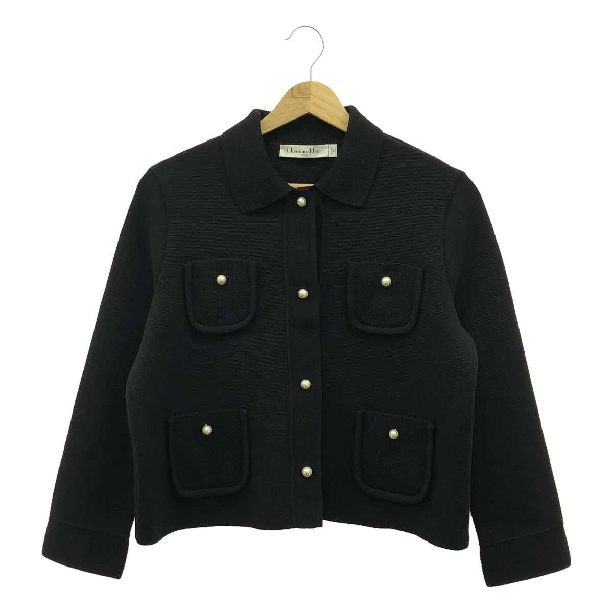 クリスチャン ディオール ハウンドトゥース ポロニット ロゴ金ボタン 美品】 Christian Dior / クリスチャンディオール | ロゴ パールボタン