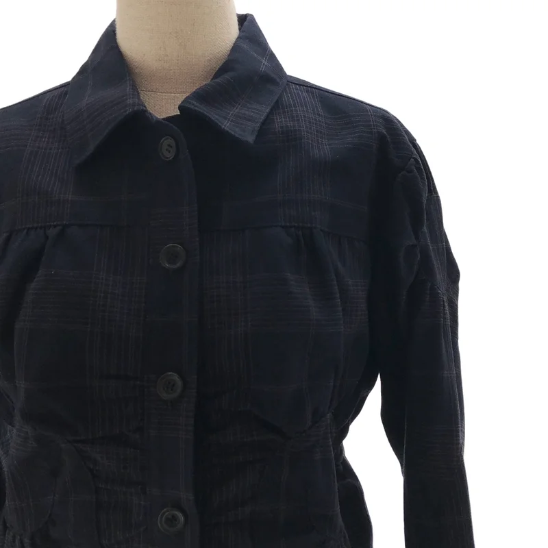 ISSEY MIYAKE / イッセイミヤケ | チェック パッチワーク ギャザー ジャケット | 3 | レディース