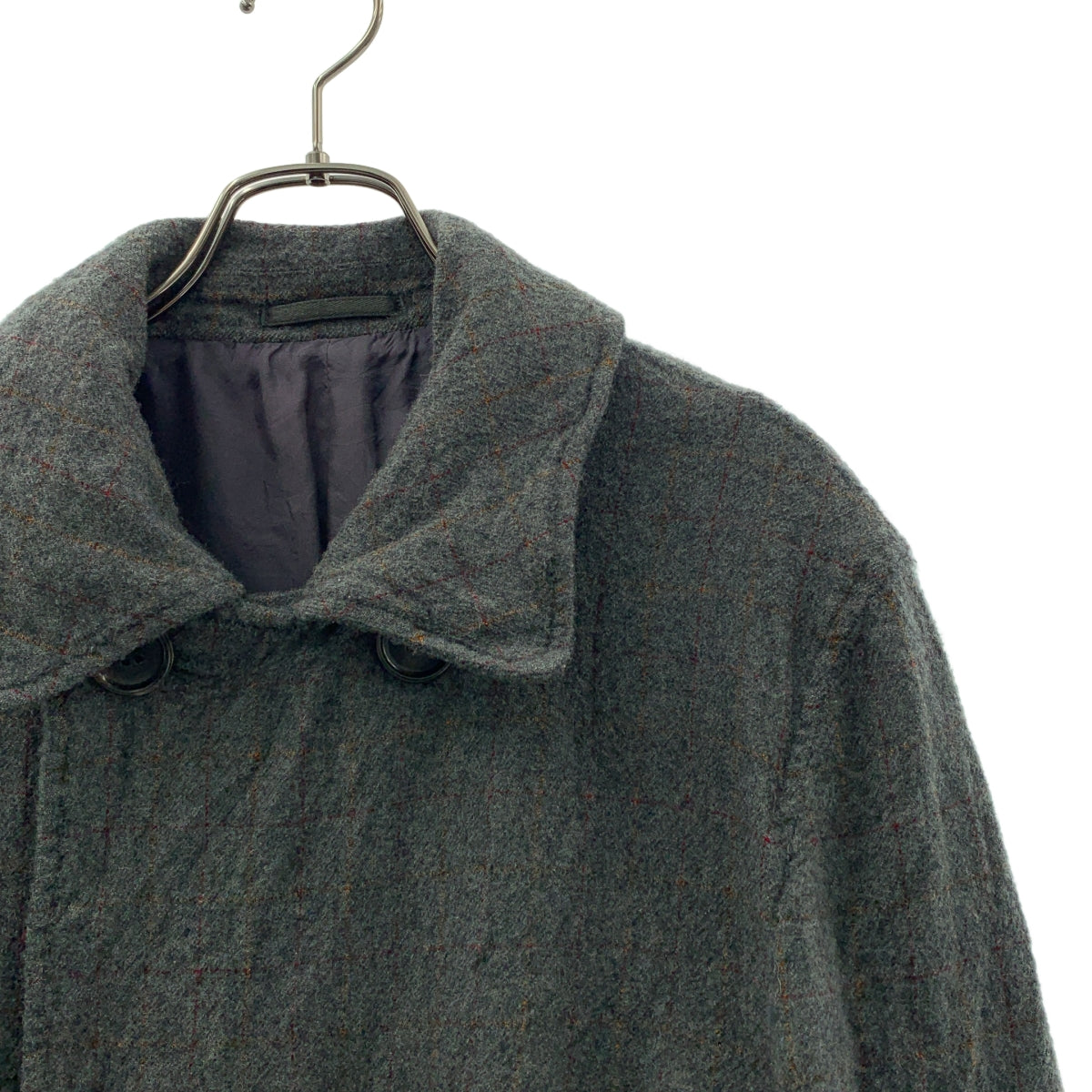 COMME des GARCONS HOMME / コムデギャルソンオム | 2003AW | ウール縮絨 チェック ピーコート | M | グレー | メンズ COMME des GARCONS HOMME / コムデギャルソンオム | 2003AW | ウール縮