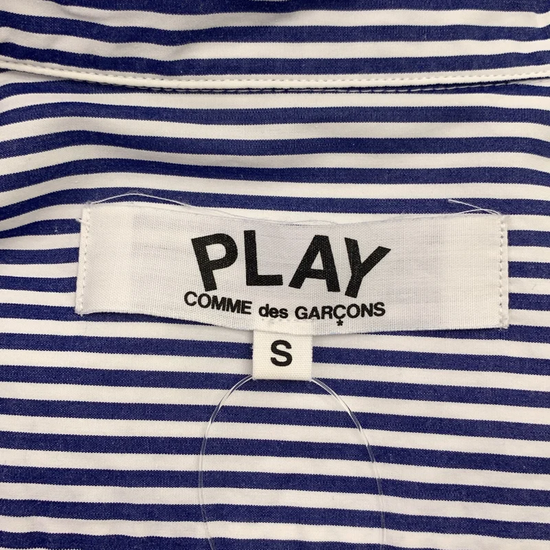 PLAY COMME des GARCONS / プレイコムデギャルソン | コットン ストライプ ロゴ刺しゅう シャツ | S | レディース