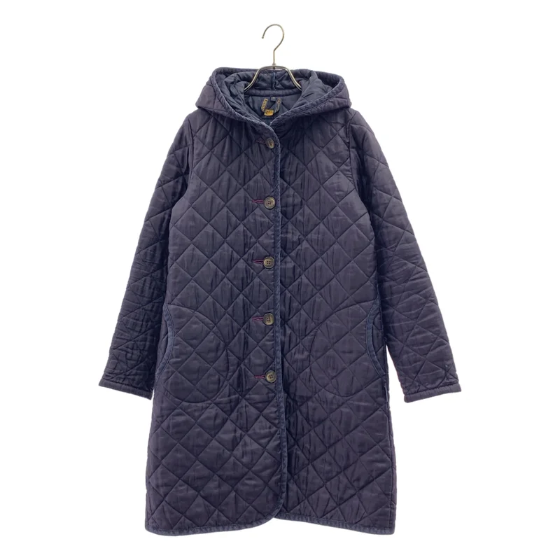 LAVENHAM / ラベンハム | キルティング ロゴボタン コート フーディ | 38 | レディース
