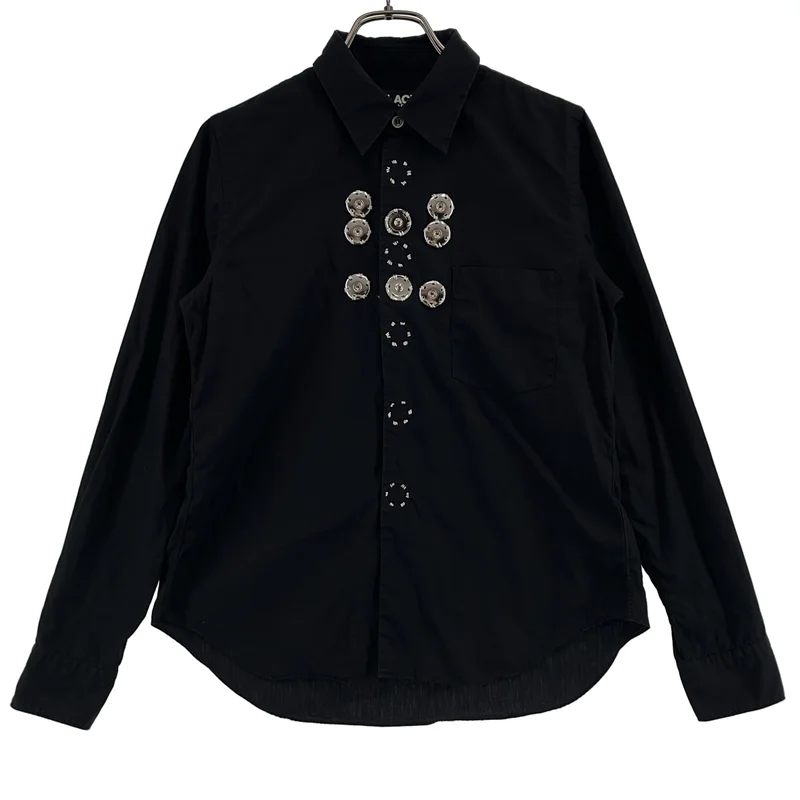BLACK COMME des GARCONS / ブラックコムデギャルソン | 2016AW | コットン  スナップボタン装飾 レギュラーカラーシャツ | XS | レディース