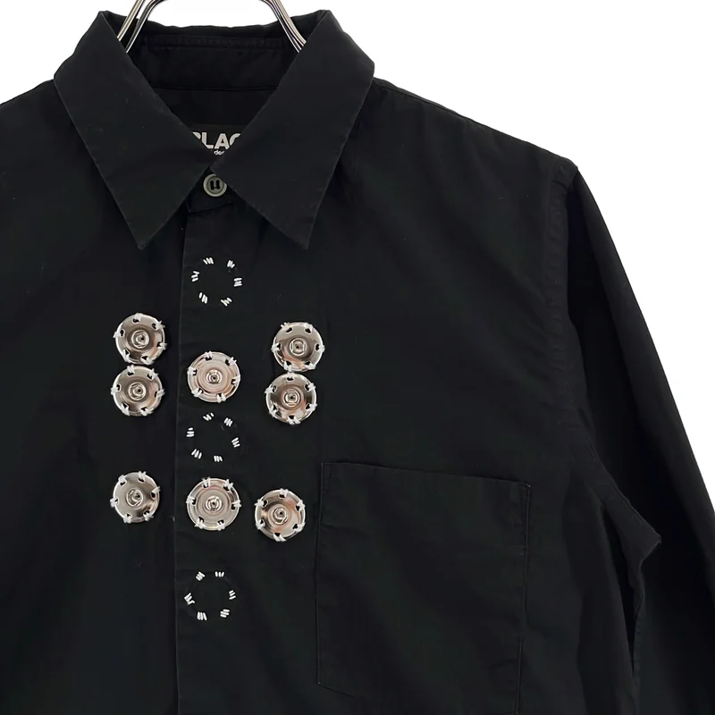 BLACK COMME des GARCONS / ブラックコムデギャルソン | 2016AW | コットン  スナップボタン装飾 レギュラーカラーシャツ | XS | レディース