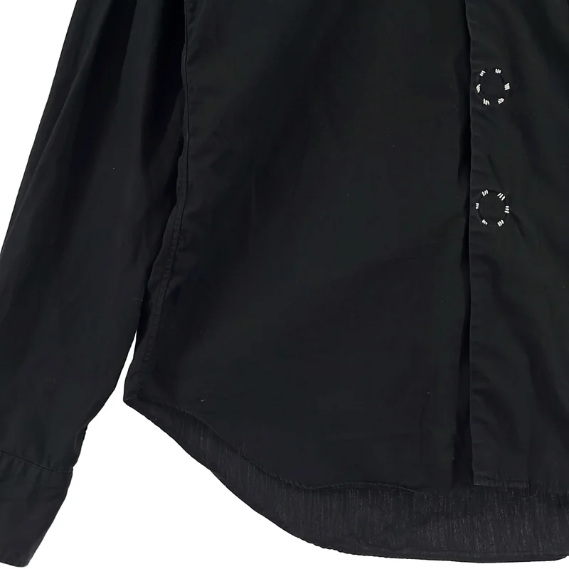 BLACK COMME des GARCONS / ブラックコムデギャルソン | 2016AW | コットン  スナップボタン装飾 レギュラーカラーシャツ | XS | レディース