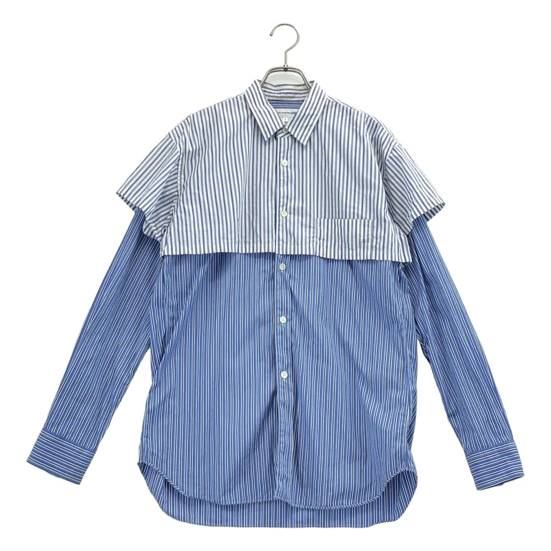 COMME des GARCONS SHIRT / コムデギャルソンシャツ | ストライプ オーバーシルエット レイヤードスリーブ シャツ | S | メンズ