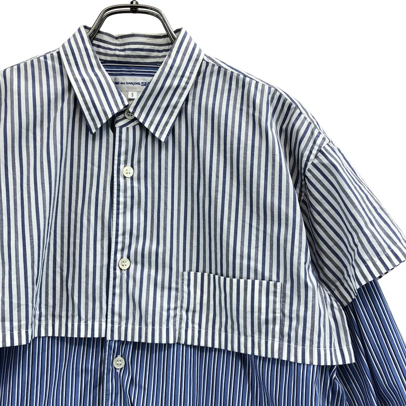 COMME des GARCONS SHIRT / コムデギャルソンシャツ | ストライプ オーバーシルエット レイヤードスリーブ シャツ | S | メンズ