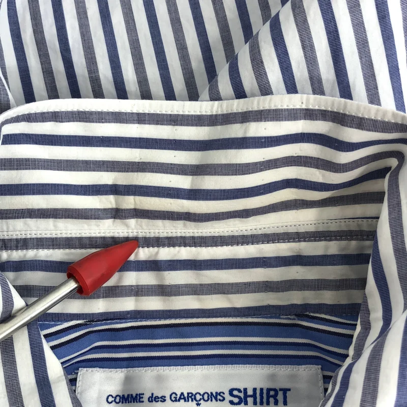 COMME des GARCONS SHIRT / コムデギャルソンシャツ | ストライプ オーバーシルエット レイヤードスリーブ シャツ | S | メンズ