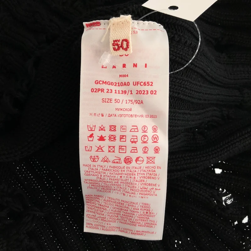 MARNI / マルニ | 2023AW | コットン ダメージ加工 クルーネック ニット | 50 | メンズ