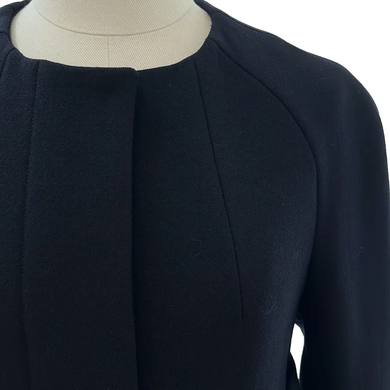 DRIES VAN NOTEN / ドリスヴァンノッテン | ウール ビッグポケット ノーカラー ベルテッドコート | M | レディース