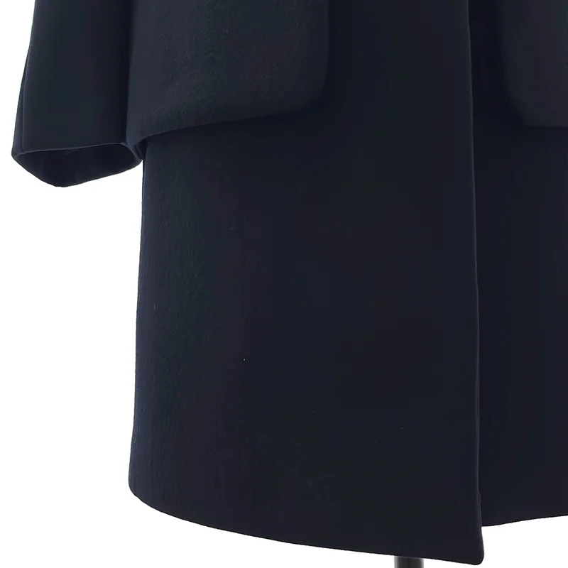 DRIES VAN NOTEN / ドリスヴァンノッテン | ウール ビッグポケット ノーカラー ベルテッドコート | M | レディース