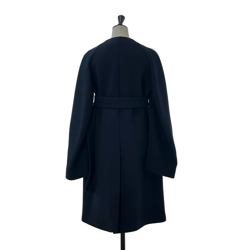 DRIES VAN NOTEN / ドリスヴァンノッテン | ウール ビッグポケット ノーカラー ベルテッドコート | M | レディース