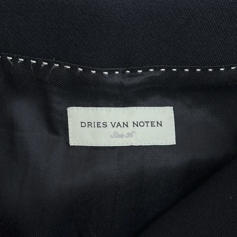 DRIES VAN NOTEN / ドリスヴァンノッテン | ウール ビッグポケット ノーカラー ベルテッドコート | M | レディース
