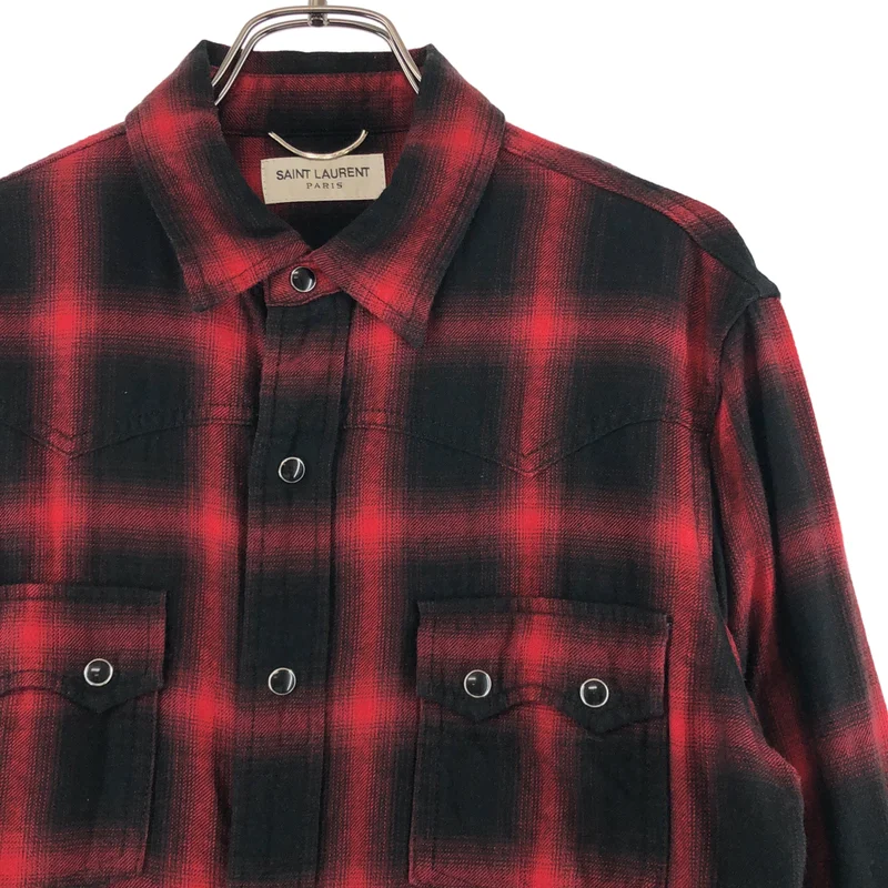 SAINT LAURENT PARIS / サンローランパリ | 2015AW | エディ期 チェック ウエスタンシャツ | S | メンズ