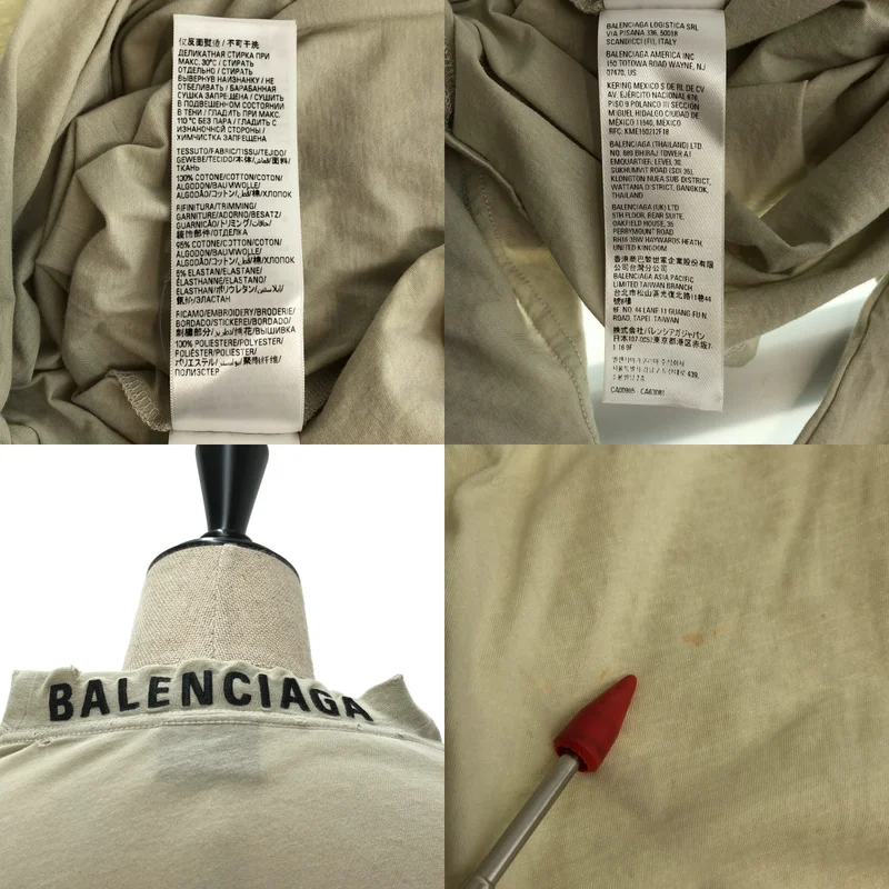 BALENCIAGA / バレンシアガ | ダメージ加工 ロゴエンブロイダリー  ロングスリーブカットソー | L | レディース