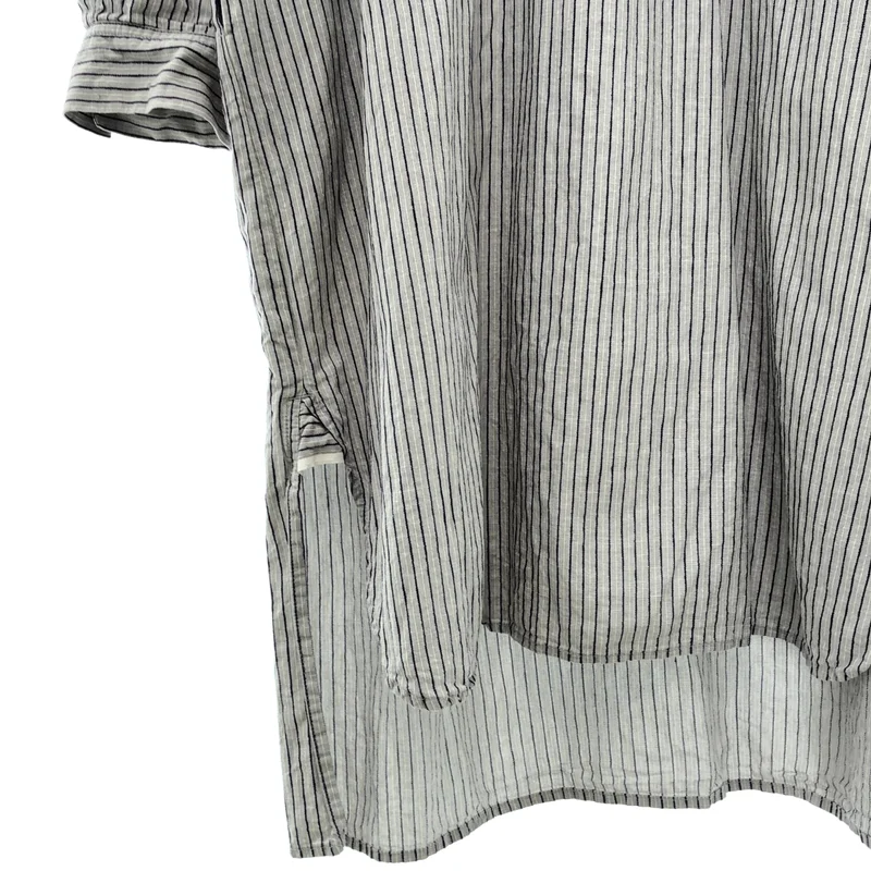 nest robe / ネストローブ | リネン ストライプバンドカラー シャツワンピース | F | レディース
