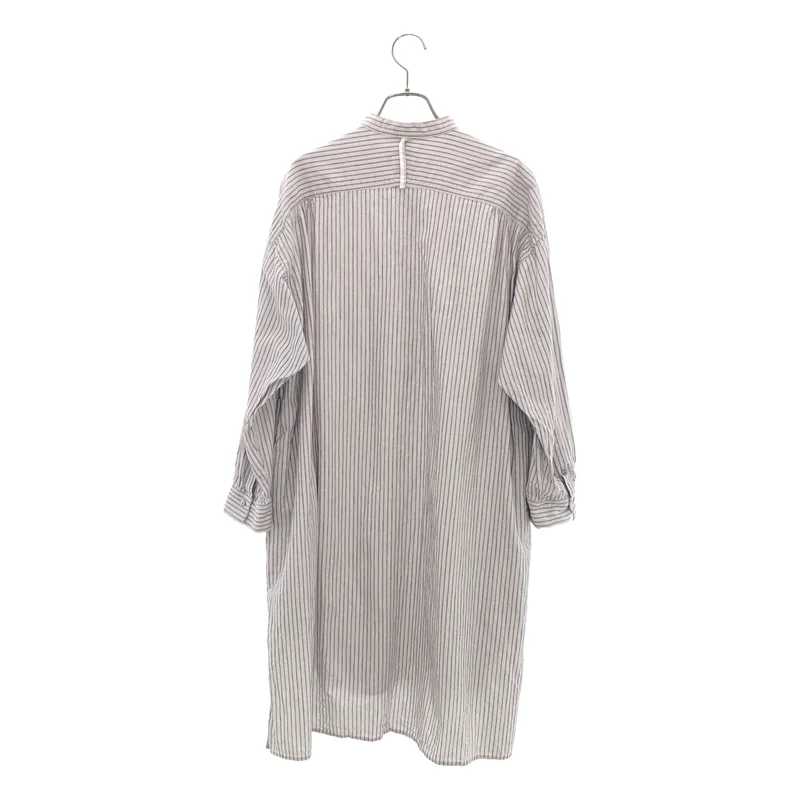 nest robe / ネストローブ | リネン ストライプバンドカラー シャツワンピース | F | レディース