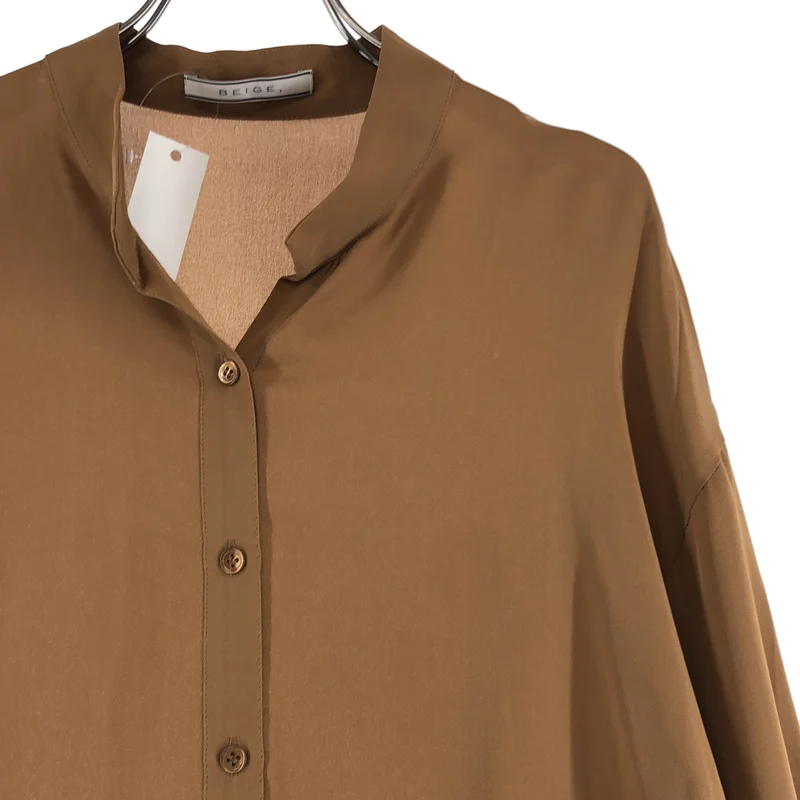 BEIGE， / ベイジ | silk 100％ / シルク スタンドカラー シャツ ブラウス | 4 | レディース