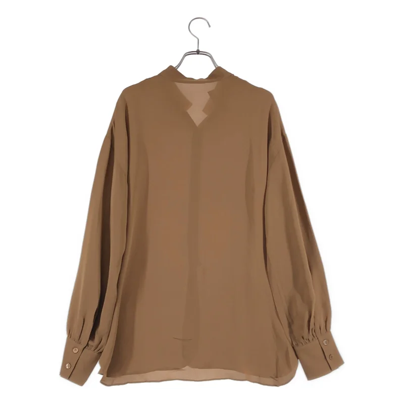 BEIGE， / ベイジ | silk 100％ / シルク スタンドカラー シャツ ブラウス | 4 | レディース