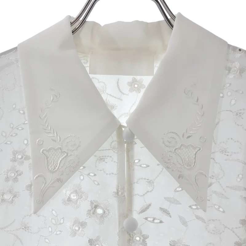 Mame Kurogouchi / マメクロゴウチ | 2025AW | Triacetate Georgette Floral Embroidery Top フローラルエンブロイダリーシャツ | 3 |