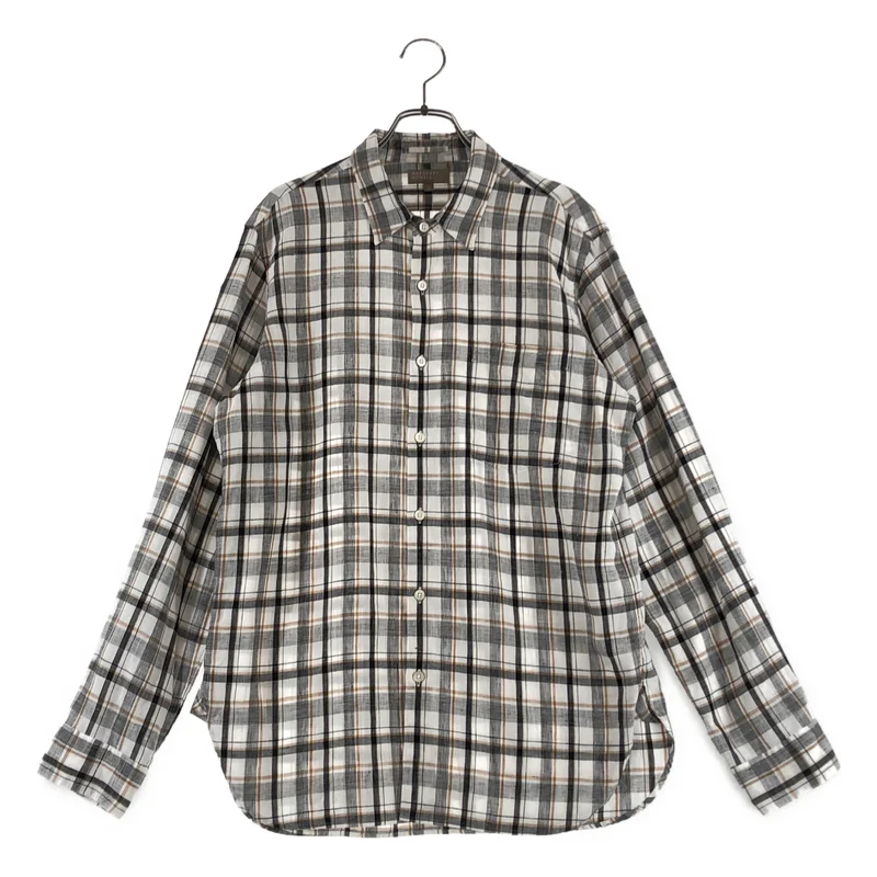 MARGARET HOWELL / マーガレットハウエル | リネン チェック ロングシャツ | L | メンズ