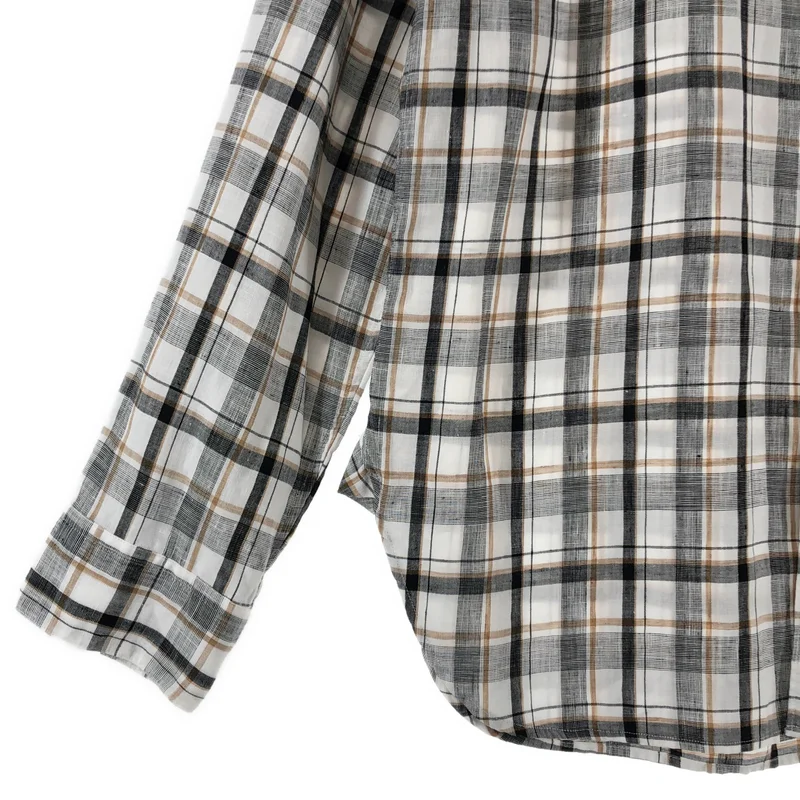 MARGARET HOWELL / マーガレットハウエル | リネン チェック ロングシャツ | L | メンズ