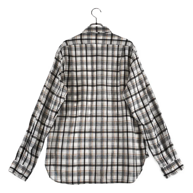 MARGARET HOWELL / マーガレットハウエル | リネン チェック ロングシャツ | L | メンズ