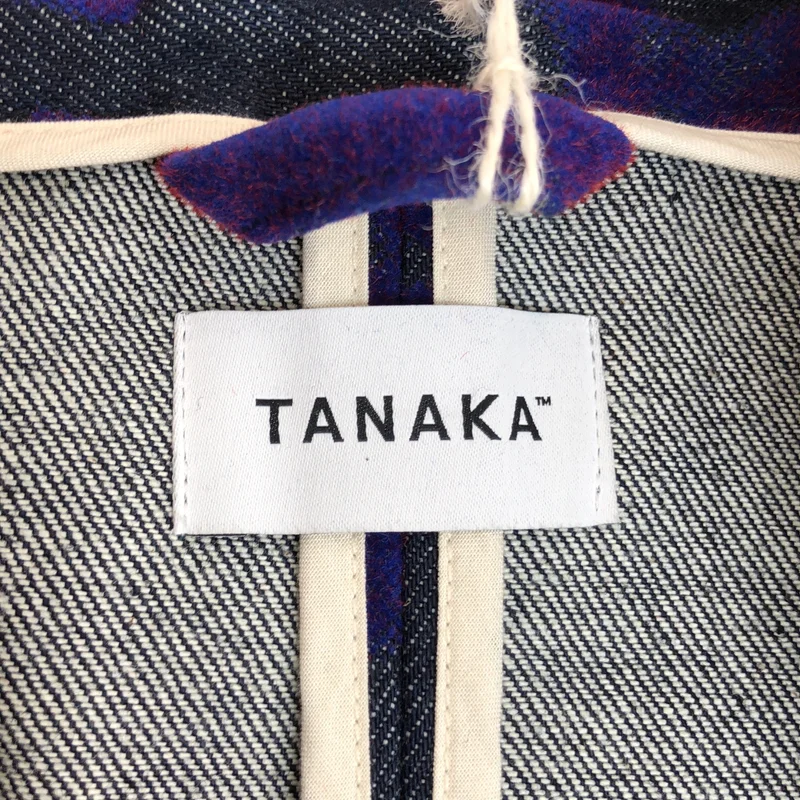 TANAKA / タナカ | NO COLLAR WORK COAT / フロッキー ノーカラー ベルテッド デニムコート | M | メンズ