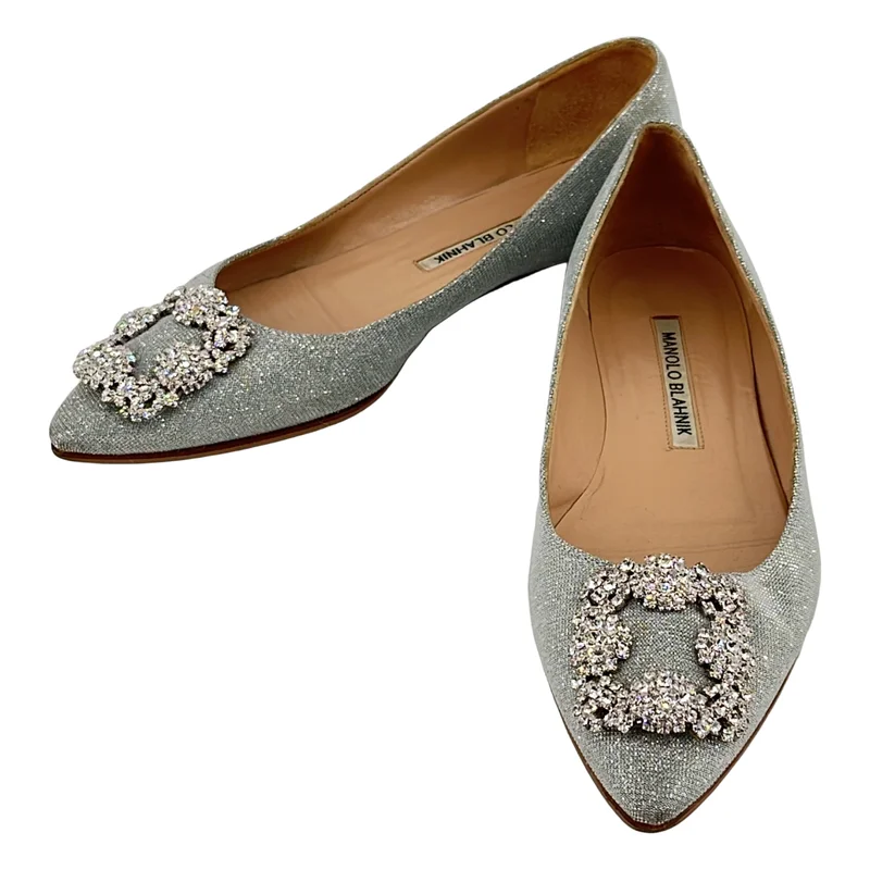 MANOLO BLAHNIK / マノロブラニク | ハンギシ ビジューバックル フラットパンプス | 36 1/2 | レディース